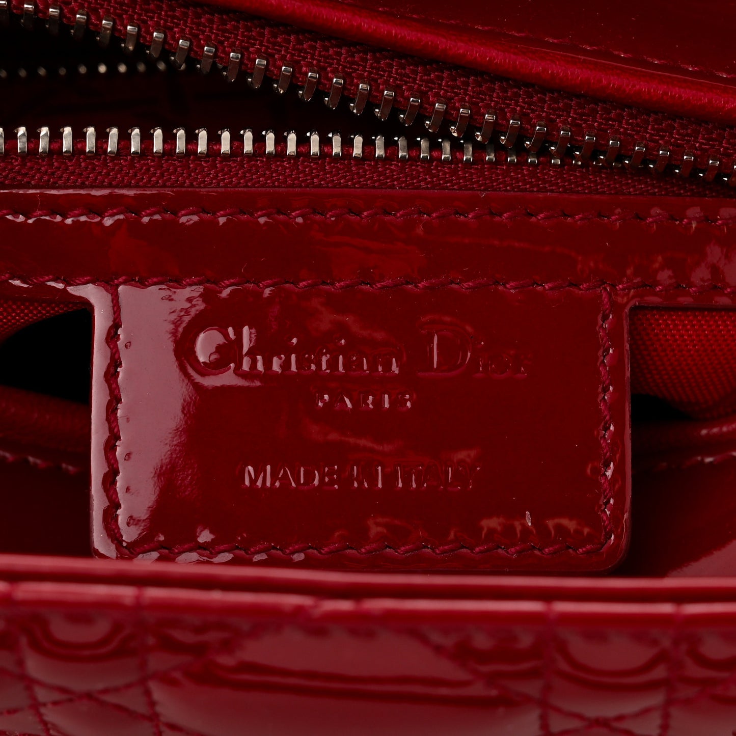 Patent Cannage Medium Lady Dior Red