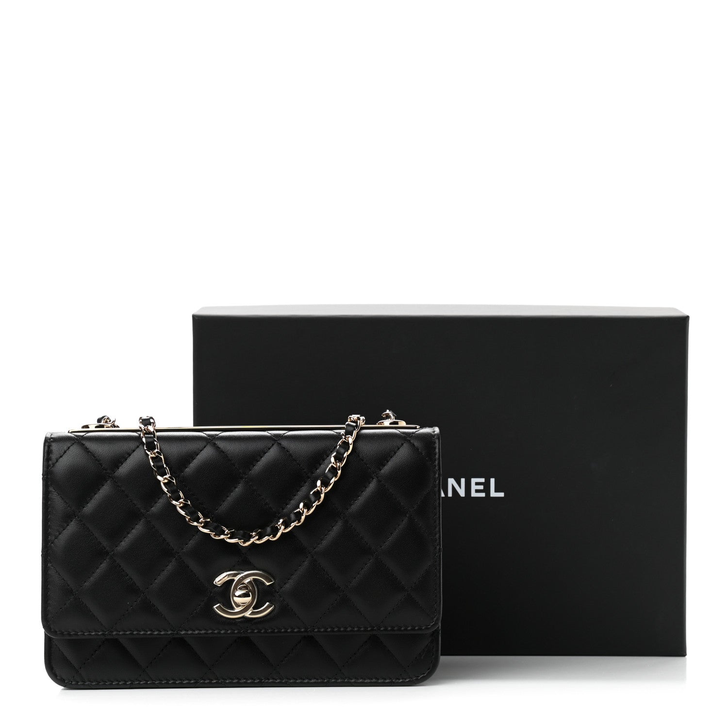 Chanel Lambskin Quilted Trendy CC Wallet On Chain WOC Black 12 of 12