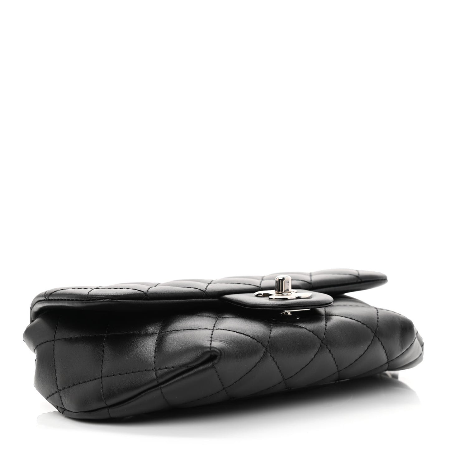 Calfskin Quilted CC Uniform Flap Belt Bag Black