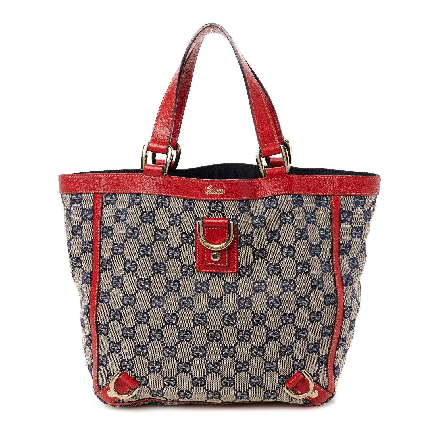 Gucci Monogram Abbey Small Tote Navy Red 1 of 10
