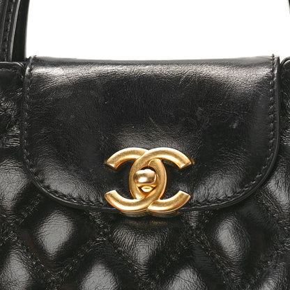 Chanel Shiny Aged Calfskin Quilted Nano Kelly Shopper Black 11 of 16
