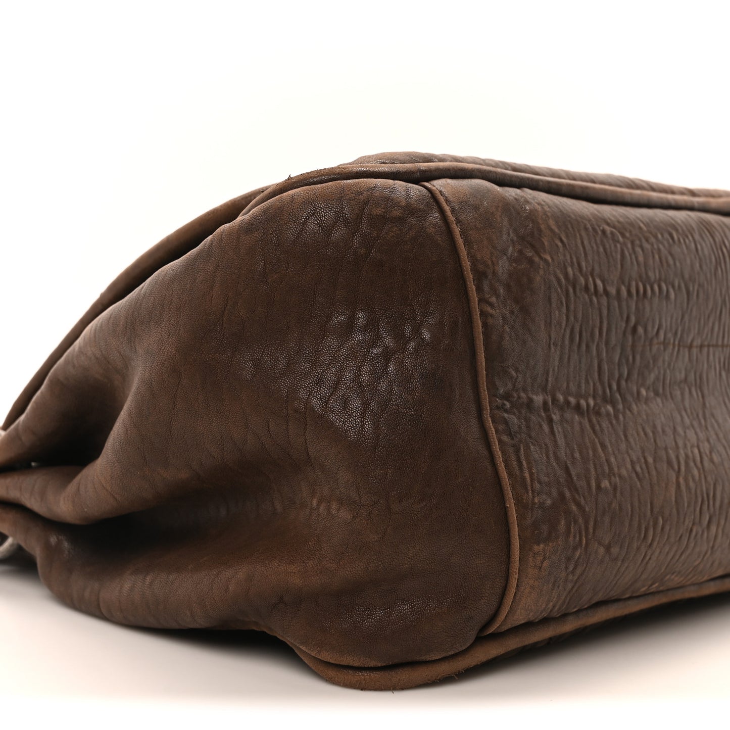 Distressed Lambskin Le Marais Ligne Messenger Flap Brown