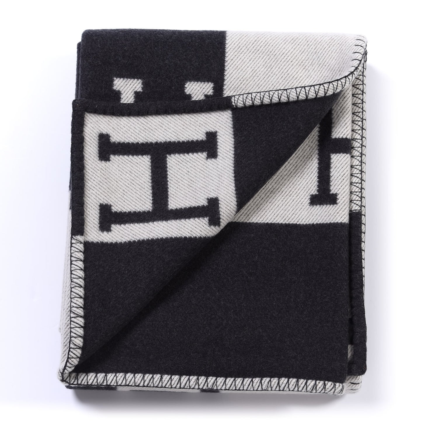 Wool Cashmere Avalon Blanket Ecru Gris Fonce