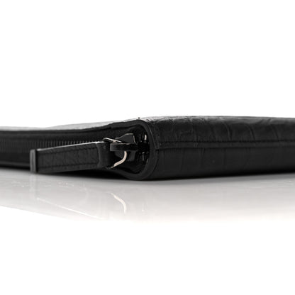 Saint Laurent Calfskin Crocodile Embossed Monogram iPad Case Black 10 of 10
