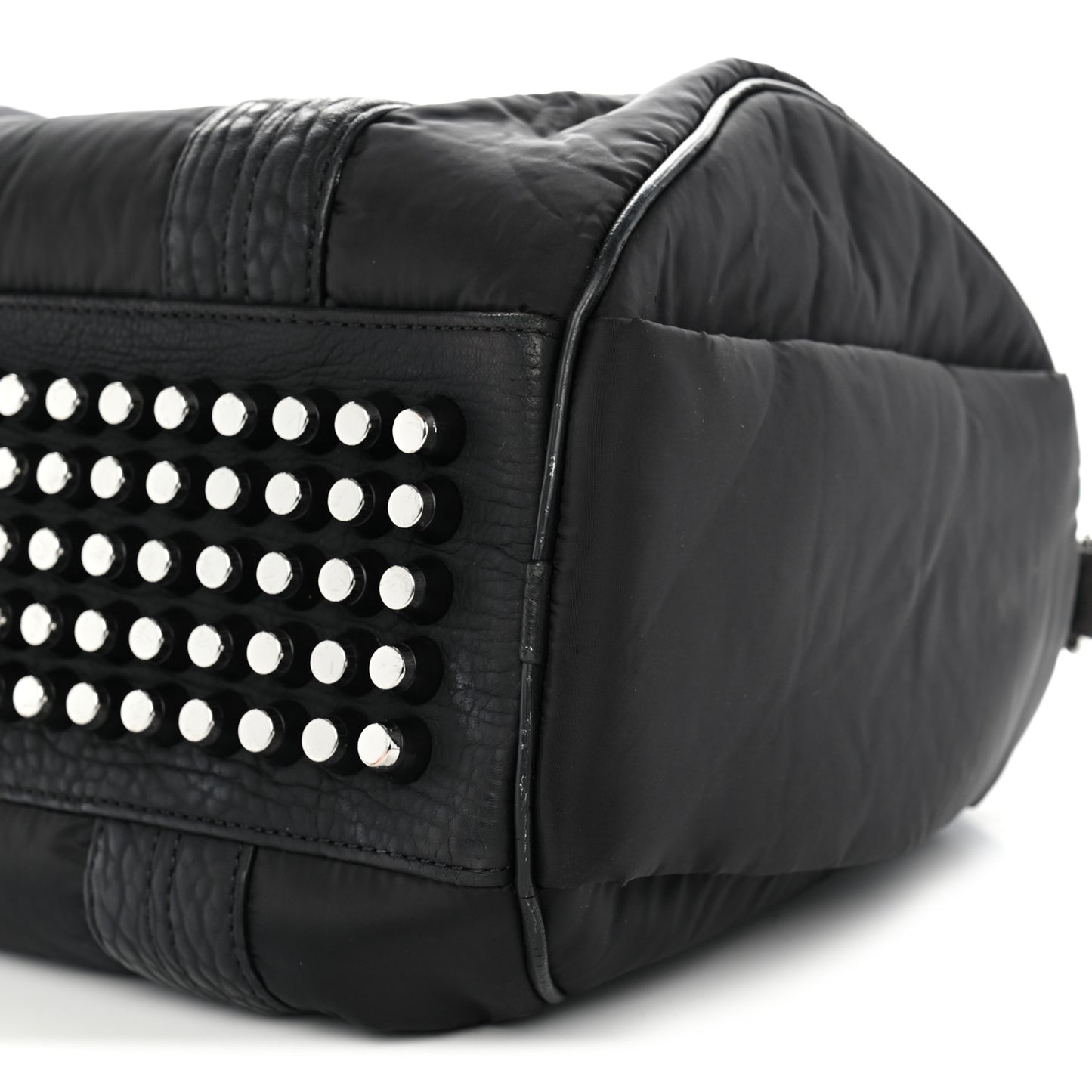 Nylon Pebbled Lambskin Rocco Nickel Hardware Black
