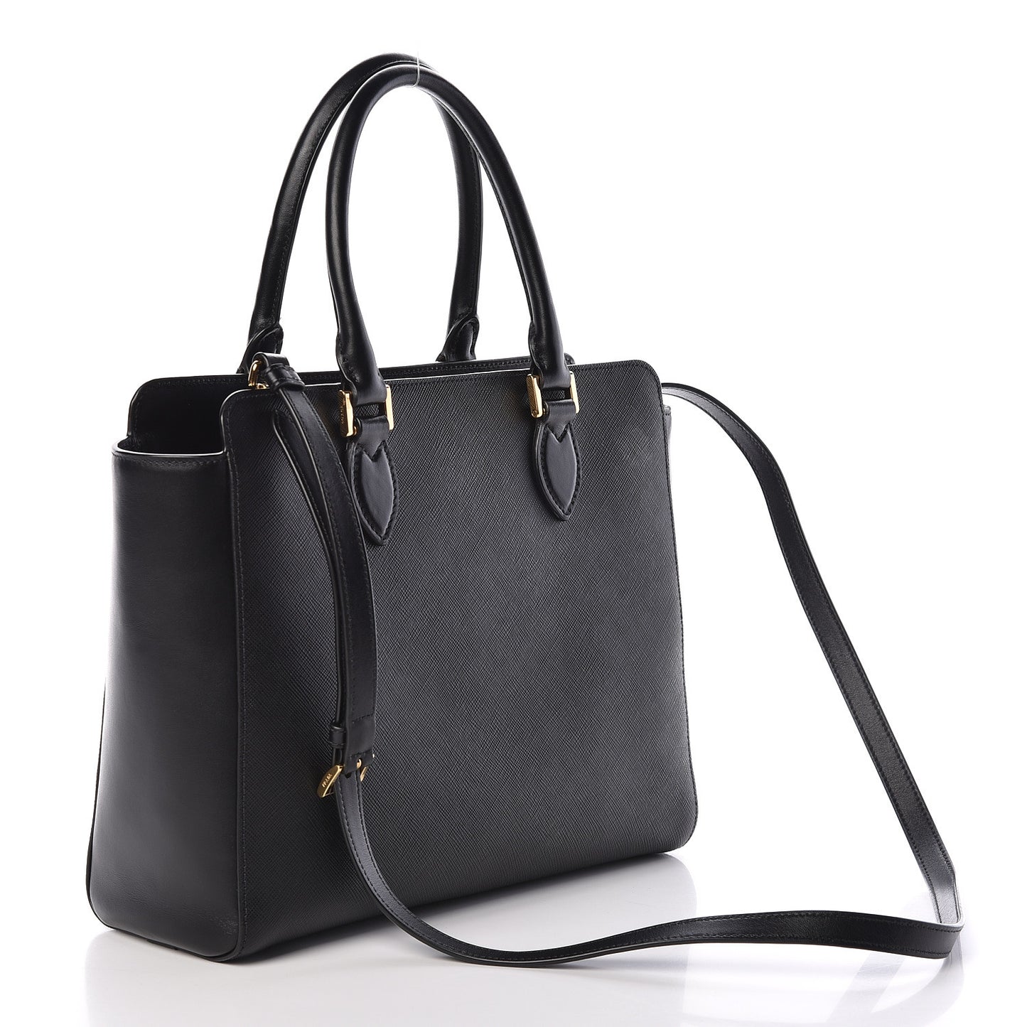Saffiano Soft Calfskin Zippered Tote Black