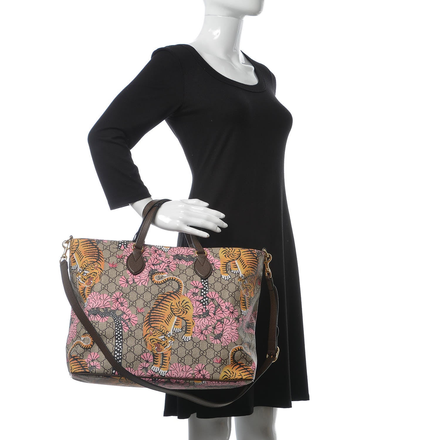 Gucci Soft GG Supreme Monogram Bengal Medium Crossbody Tote Beige Pink 2 of 8