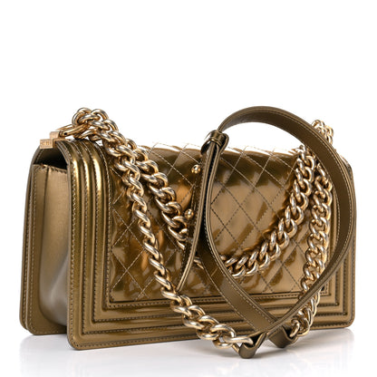 Chanel Metallic Patent Calfskin Quilted Medium Boy Flap Gold 3 of 19