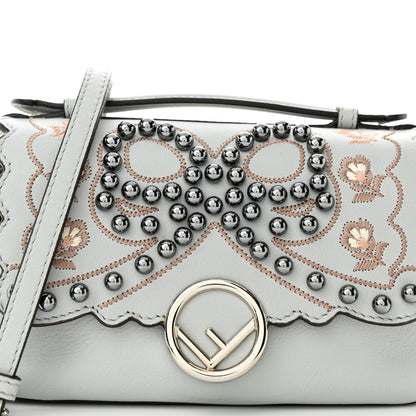 Fendi Vitello Dolce F is Fendi Flowers and Bows Scalloped Micro Double Baguette Grigio Perla Camelia 8 of 11