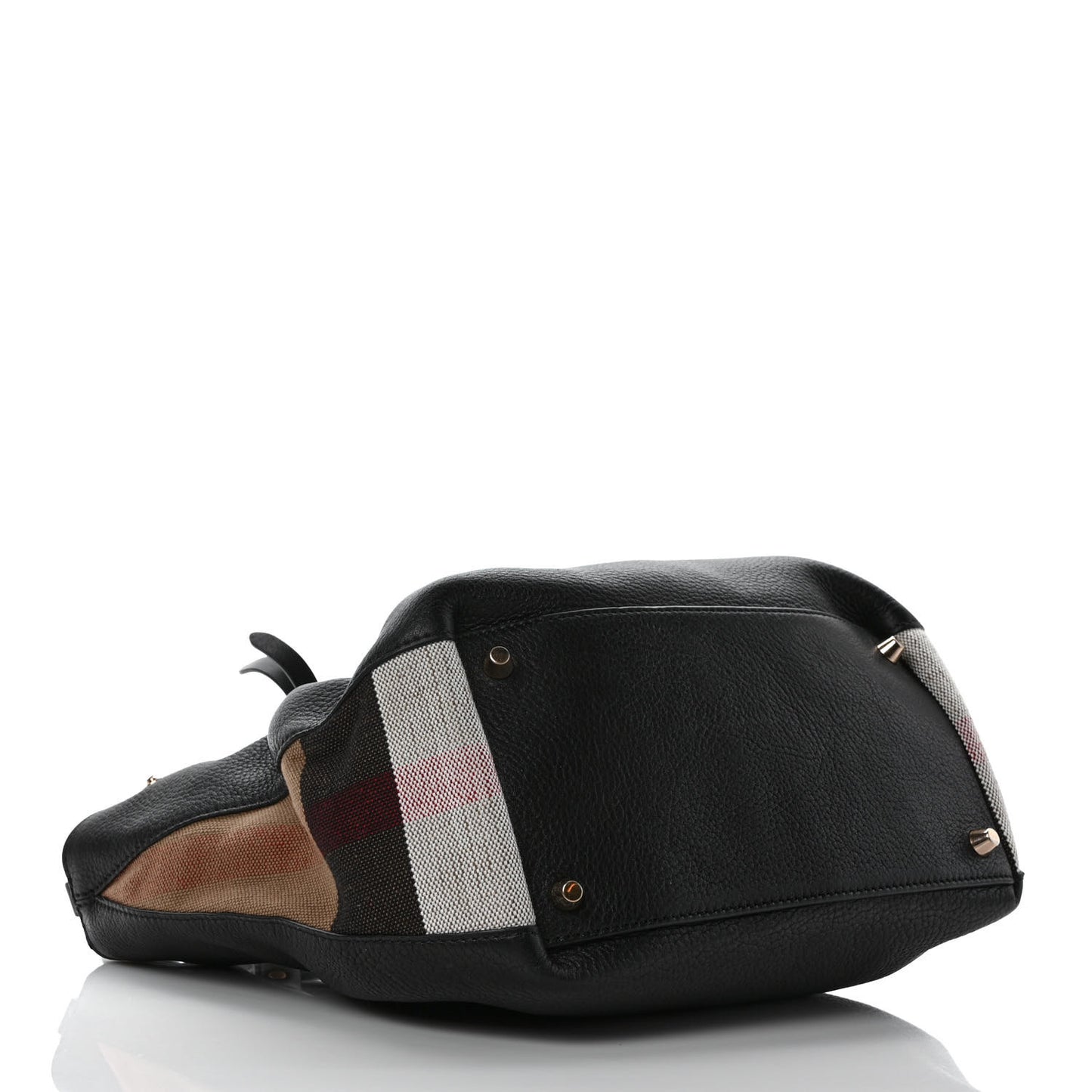 Grainy Calfskin House Check Small Maidstone Black
