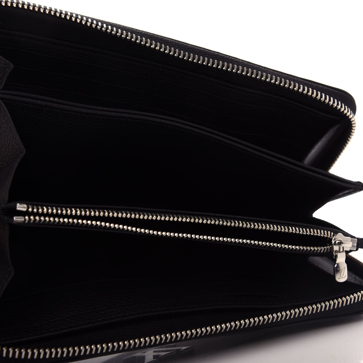 Calfskin Zippy Lockme Wallet Black