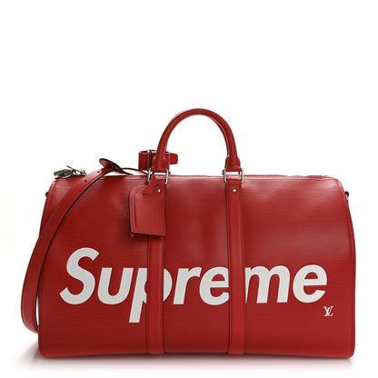 Louis Vuitton X SUPREME Epi Keepall Bandouliere 50 Red 1 of 11