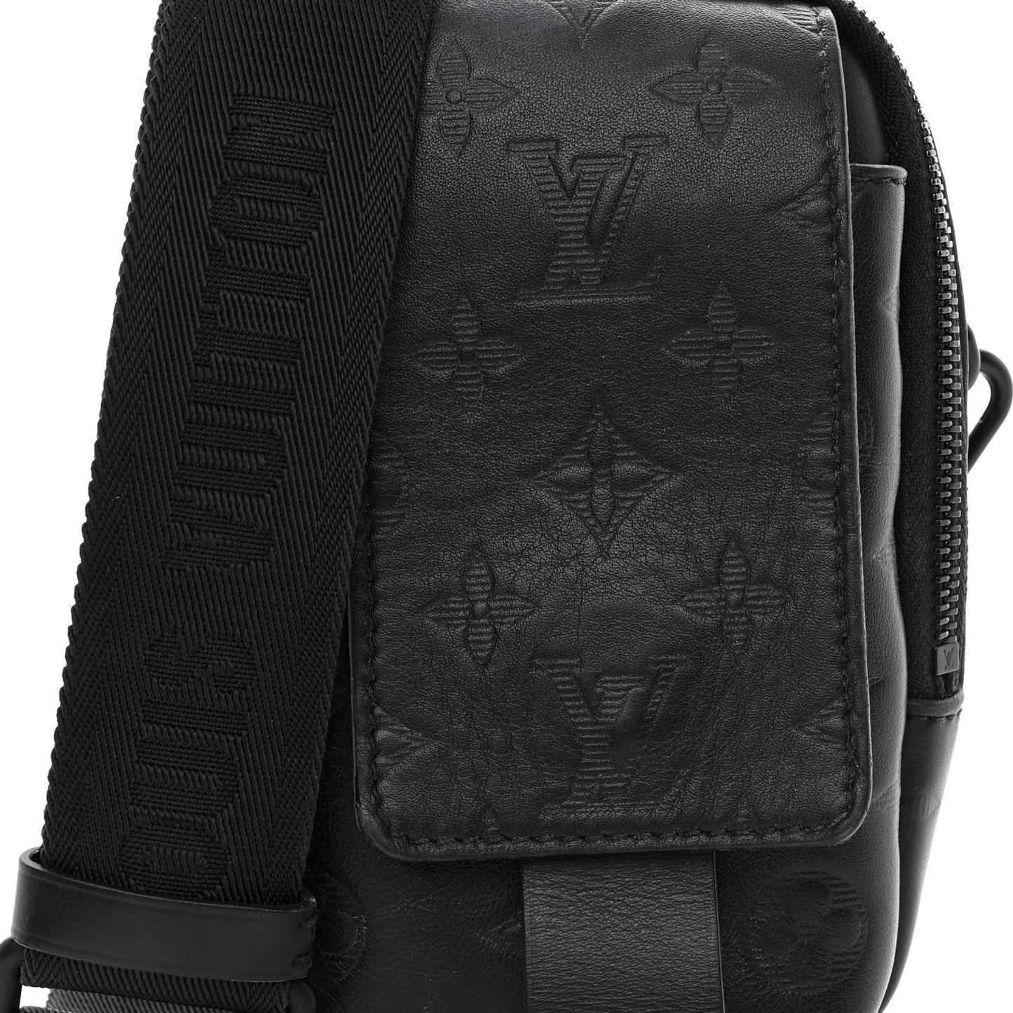 Calfskin Monogram Shadow Double Phone Pouch NM Black