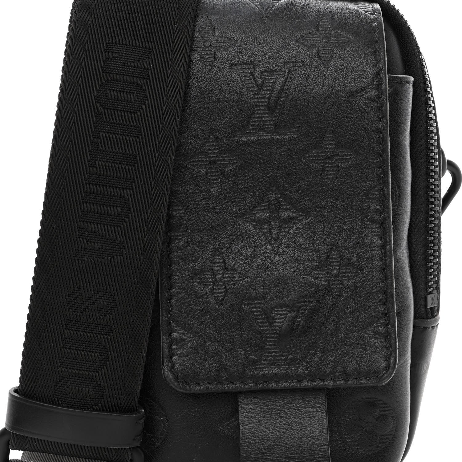 Louis Vuitton Calfskin Monogram Shadow Double Phone Pouch NM Black 7 of 9