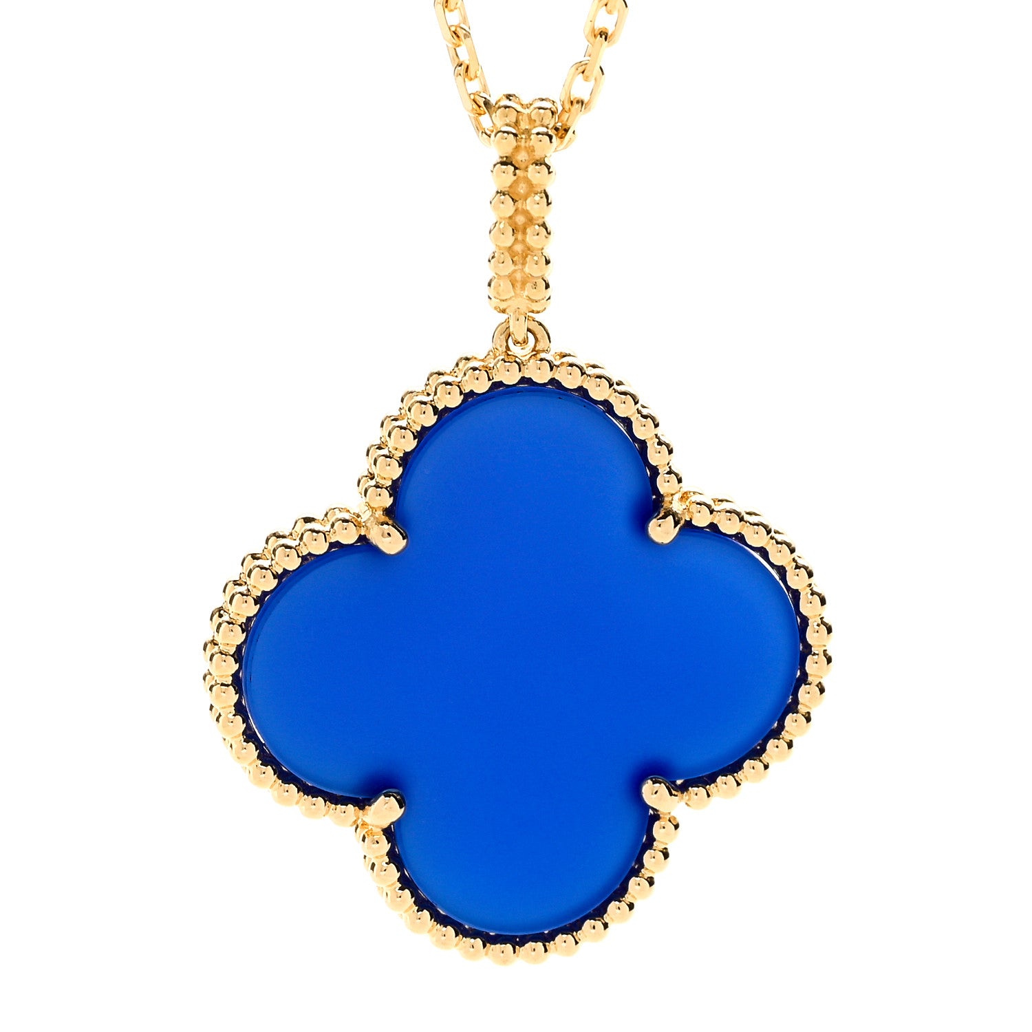 Van Cleef & Arpels 18K Yellow Gold Blue Agate Magic Alhambra Long Necklace 4 of 8