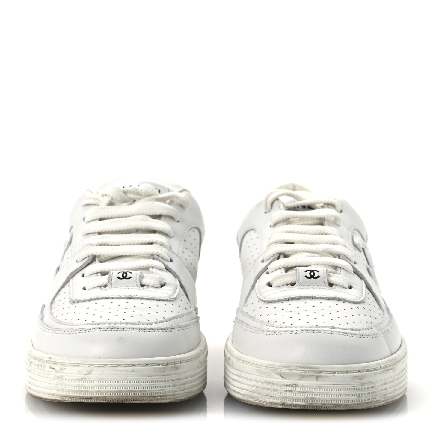 Calfskin Womens CC Sneakers 39.5 White