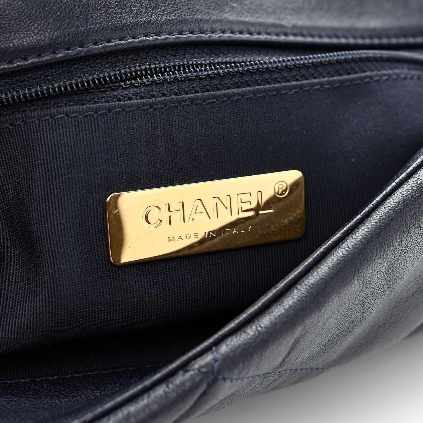 Goatskin Quilted Large Chanel 19 Flap Dark Blue