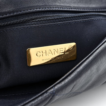 Chanel Goatskin Quilted Large Chanel 19 Flap Dark Blue 6 of 10