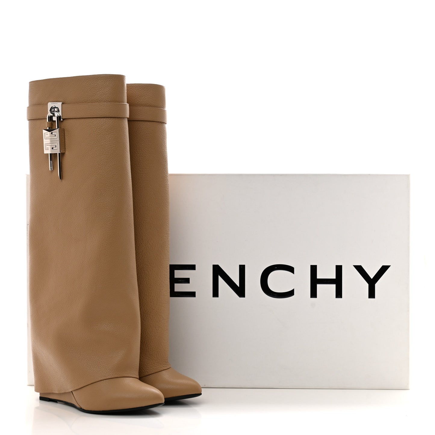 Calfskin Shark Lock Pant Boots 38 Beige