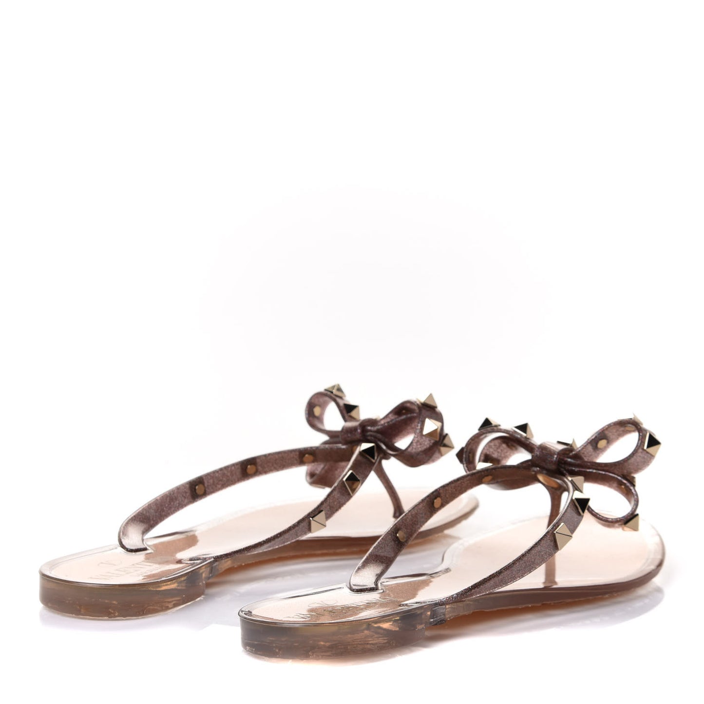PVC Jelly Glitter Rockstud Bow Thong Sandals 36 Multicolor