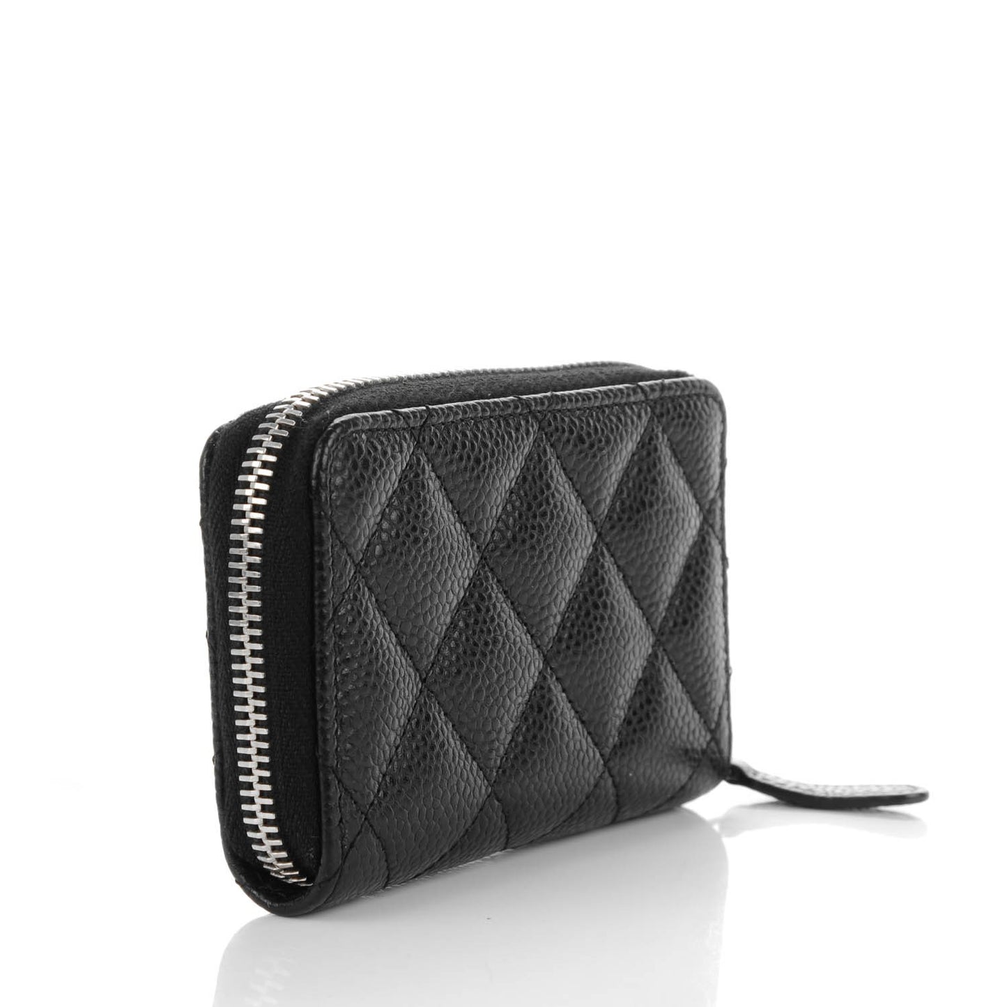 Caviar Quilted Zip Coin Purse Black