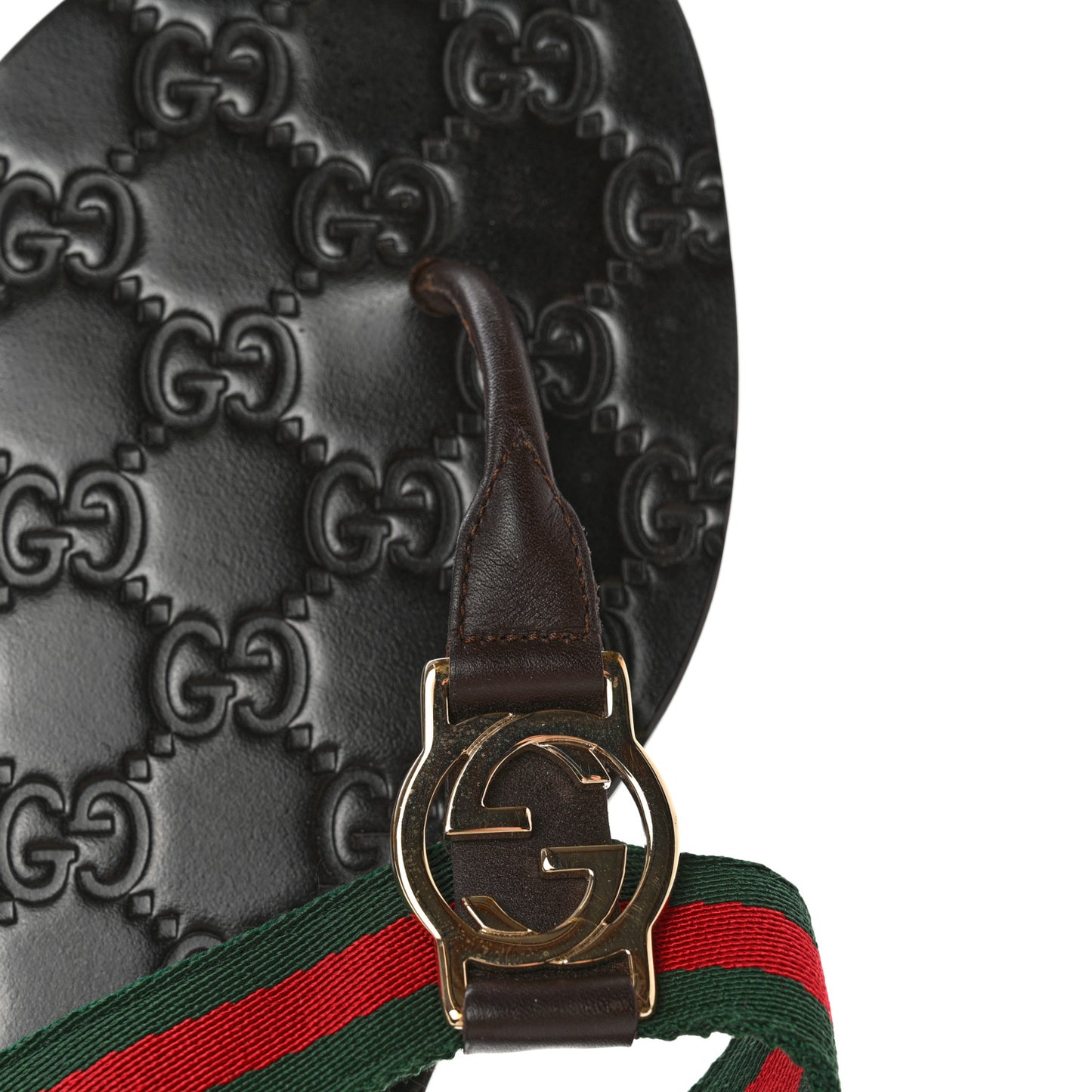 Nylon Guccissima Web Womens Thong Sandals 39 Cocoa Green Red