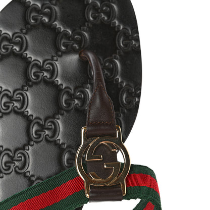 Gucci Nylon Guccissima Web Womens Thong Sandals 39 Cocoa Green Red 9 of 12