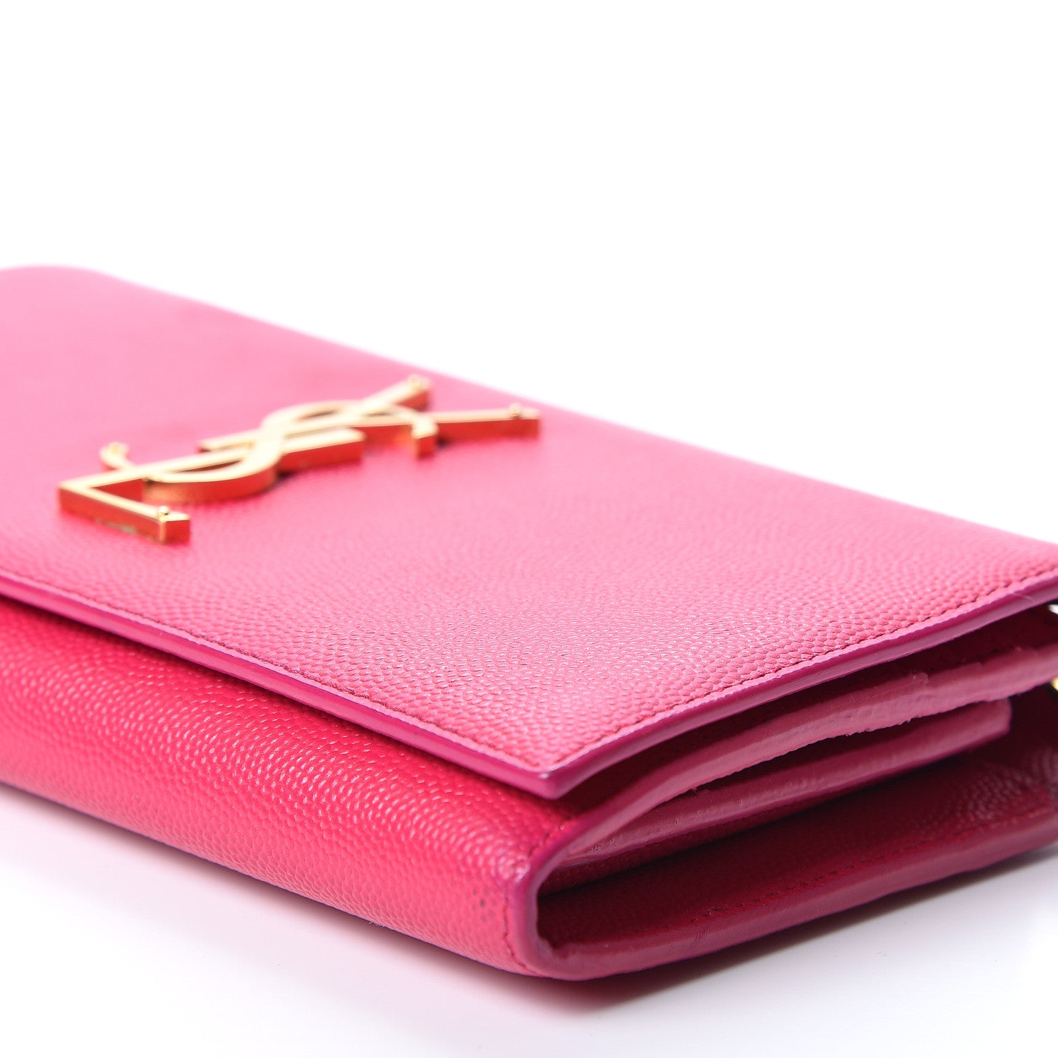 Saint Laurent Grain De Poudre Classic Monogram Cassandre Wallet Fuchsia 10 of 12