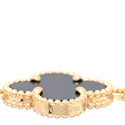 Van Cleef & Arpels 18K Yellow Gold Black Onyx 5 Motifs Vintage Alhambra Bracelet 3 of 4