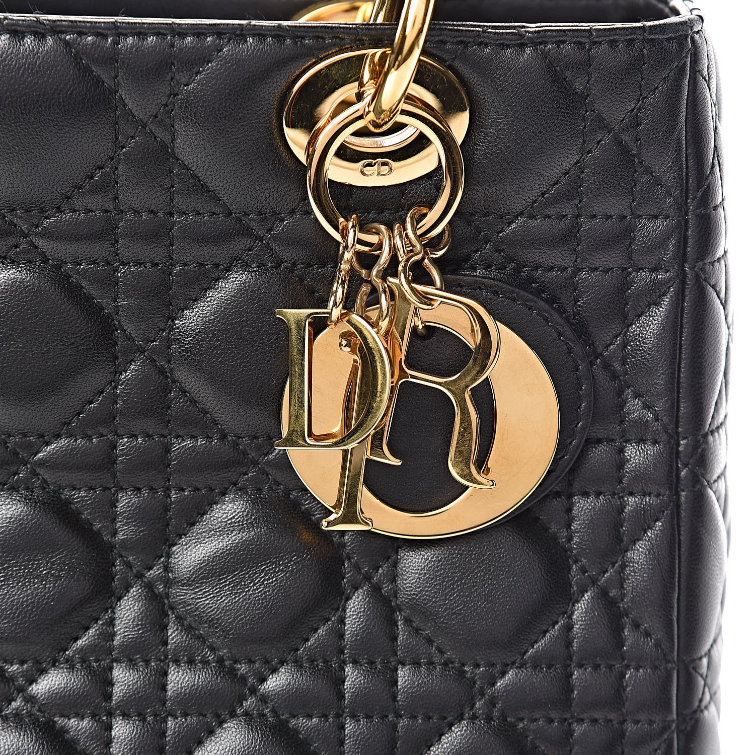 Christian Dior Lambskin Cannage Medium Lady Dior Black 10 of 11