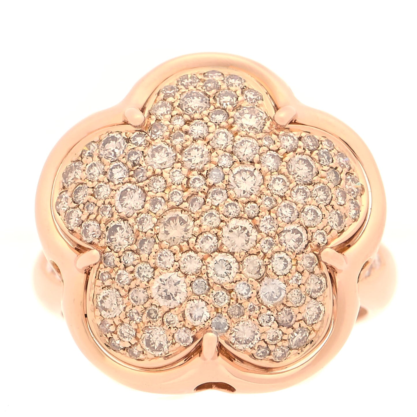 18K Rose Gold Champagne Diamond Bon Ton Ring 57 8
