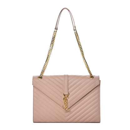 Saint Laurent Grain De Poudre Matelasse Chevron Large Monogram Satchel Nude Powder 1 of 9