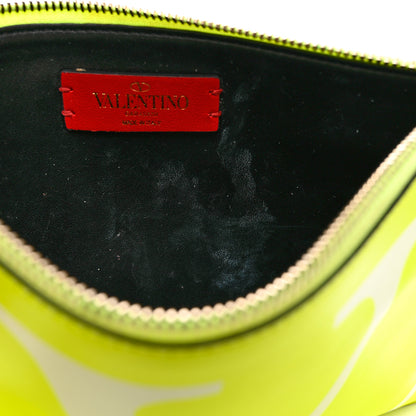 Valentino Garavani Calfskin Large VLogo Flat Zip Pouch Lime White 6 of 6