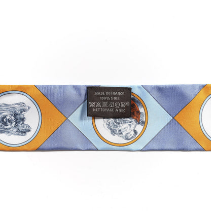 Hermes Silk Colliers Et Chiens Twilly Ciel Orange Gris Bleuete 2 of 4