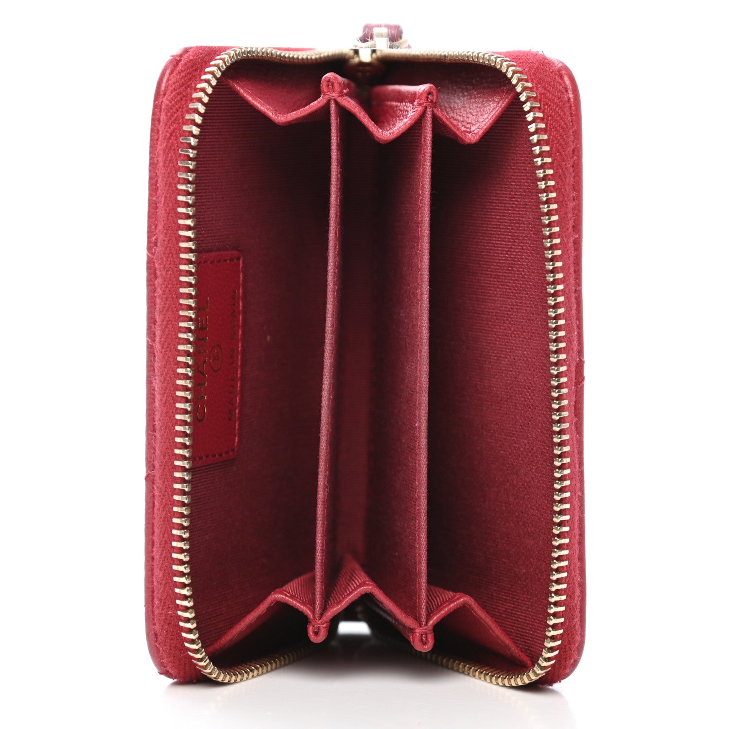 Chanel Goatskin Quilted Chanel 19 Zip Around Coin Purse Wallet Red 5 of 7