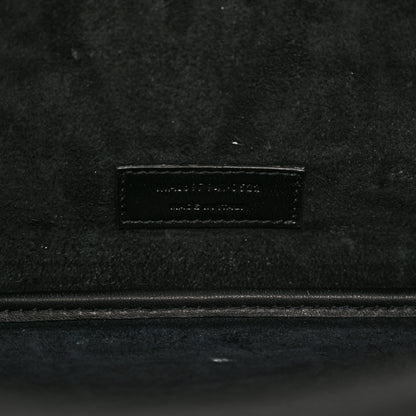 Saint Laurent Calfskin Crocodile Embossed Paris VII Large Flat Hobo Black 8 of 11