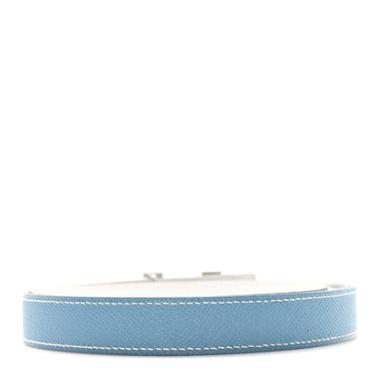 Hermes Swift Epsom Strie 24mm H Belt 85 34 White Blue Jean 2 of 5