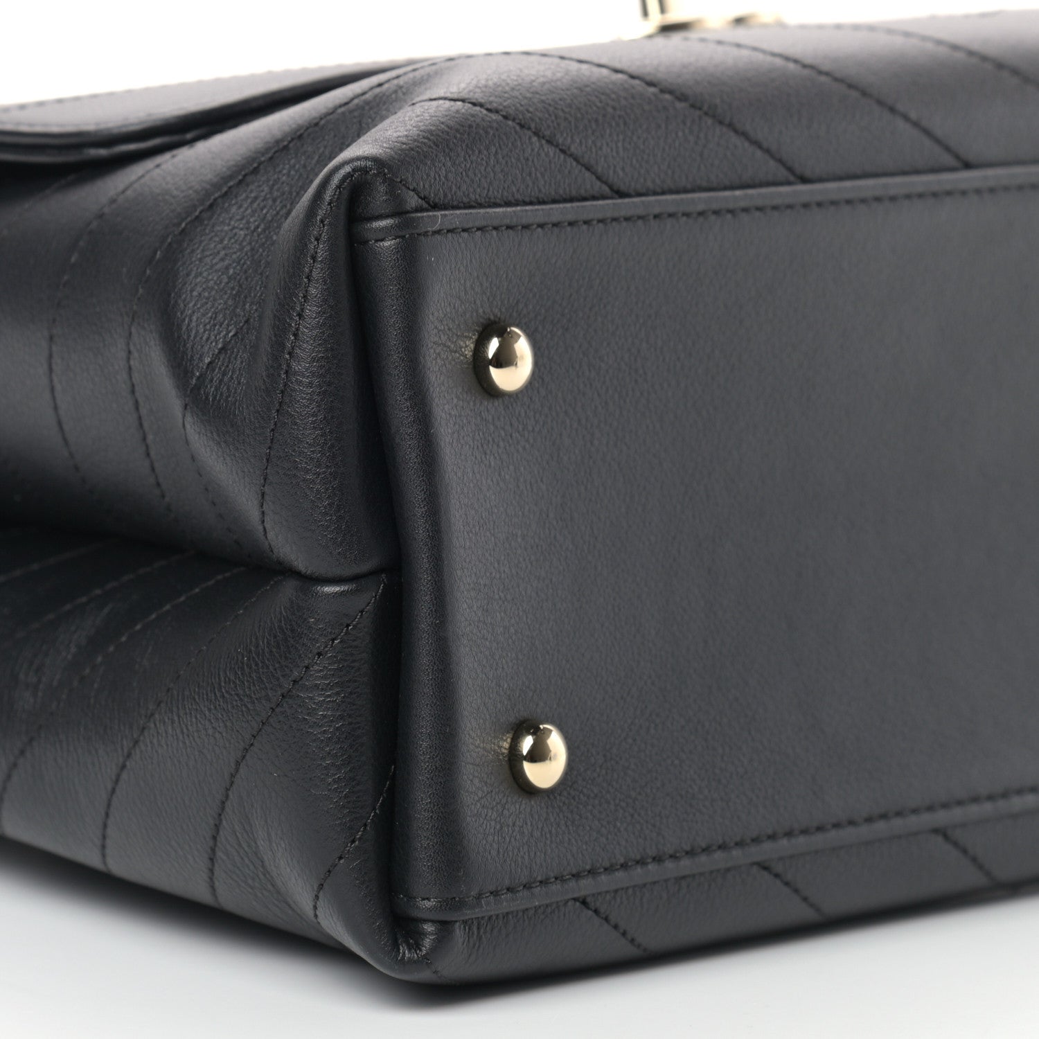 Chanel Grained Calfskin Chevron Stitched Medium Chic Top Handle Flap Black 8 of 12