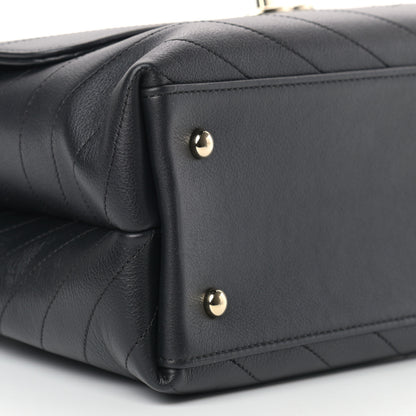 Chanel Grained Calfskin Chevron Stitched Medium Chic Top Handle Flap Black 8 of 12