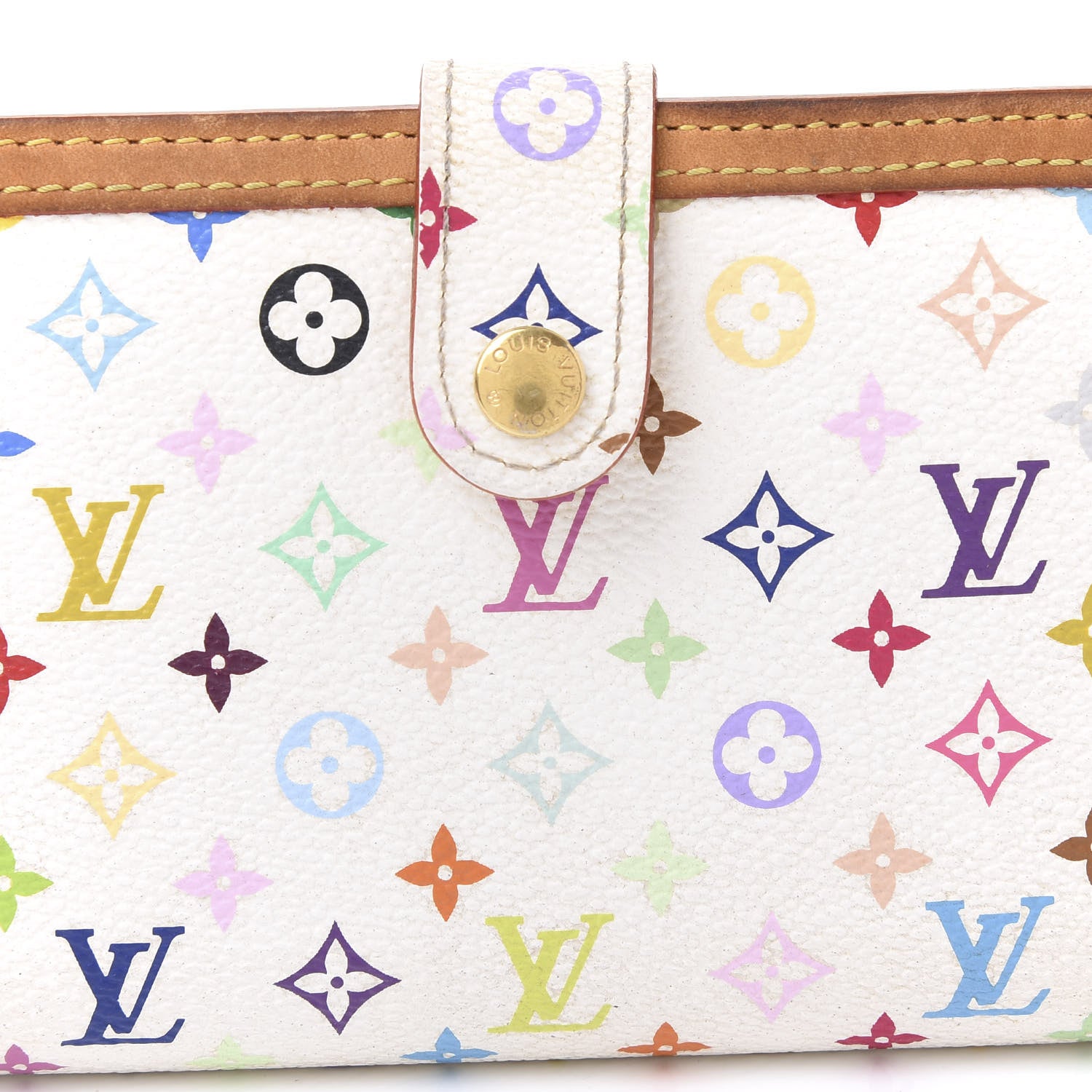 Louis Vuitton Monogram Multicolor French Purse Wallet White 8 of 9