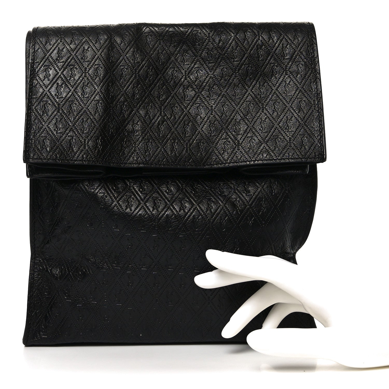 Saint Laurent Calfskin Monogram Deli Paper Bag Vintage Black 3 of 10