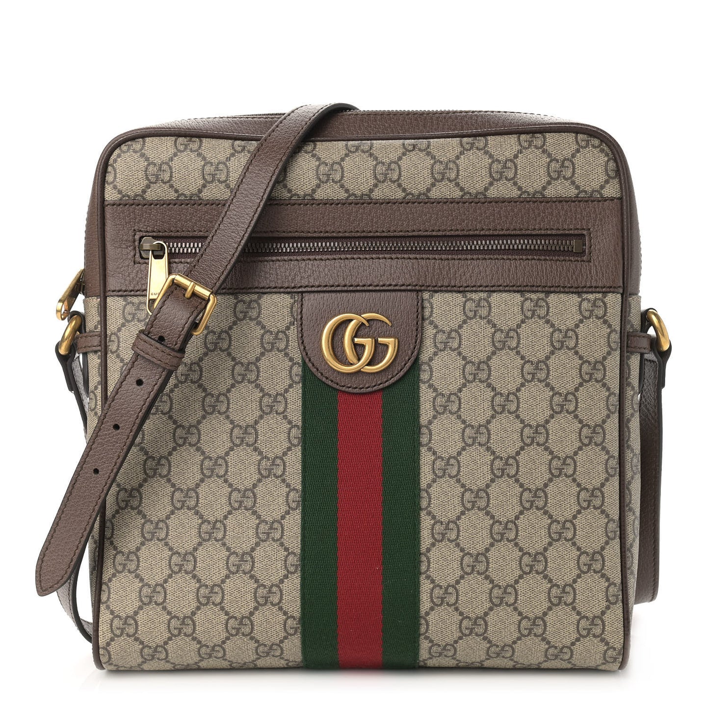 GG Supreme Monogram Web Medium Ophidia Messenger Bag Brown