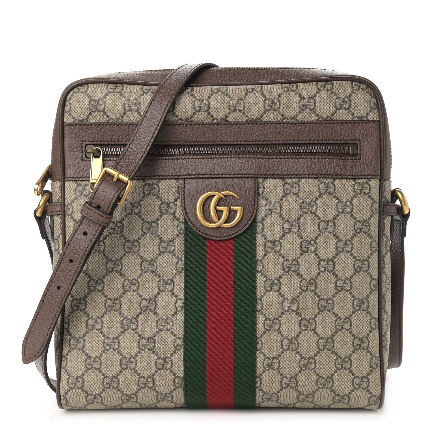 Gucci GG Supreme Monogram Web Medium Ophidia Messenger Bag Brown 1 of 10
