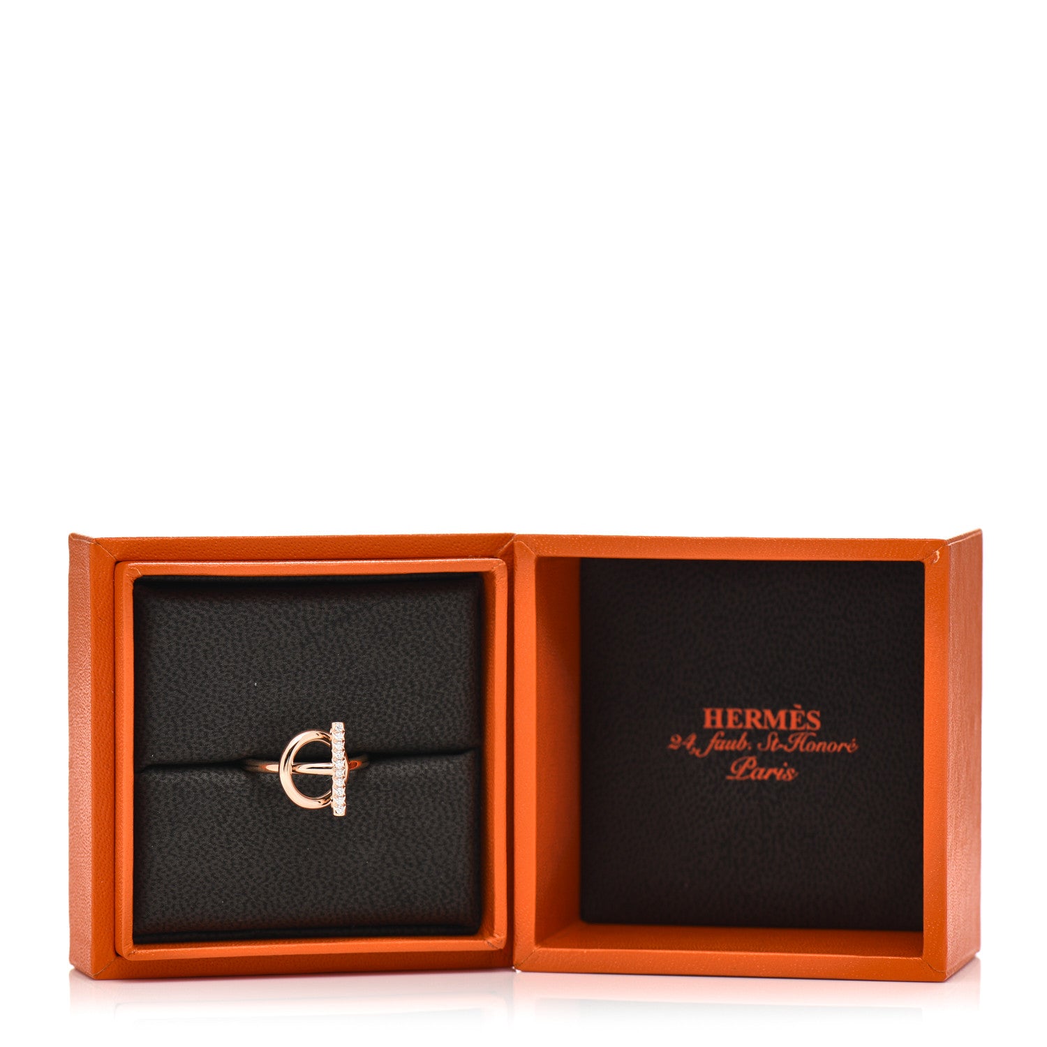Hermes 18K Rose Gold Diamond PM Echappee Ring 50 5.25 6 of 6