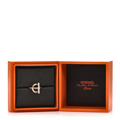 Hermes 18K Rose Gold Diamond PM Echappee Ring 50 5.25 6 of 6