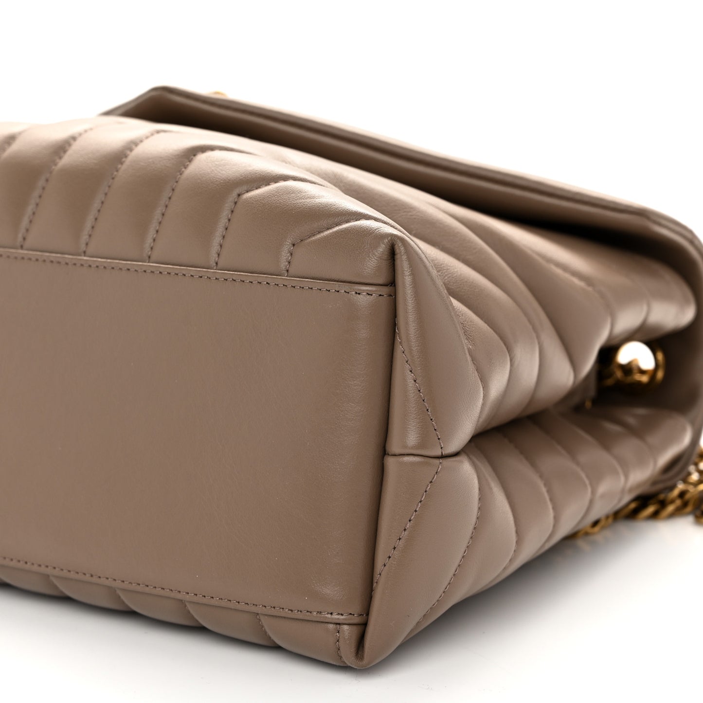 Calfskin Y Quilted Monogram Medium Loulou Chain Satchel Dark Latte