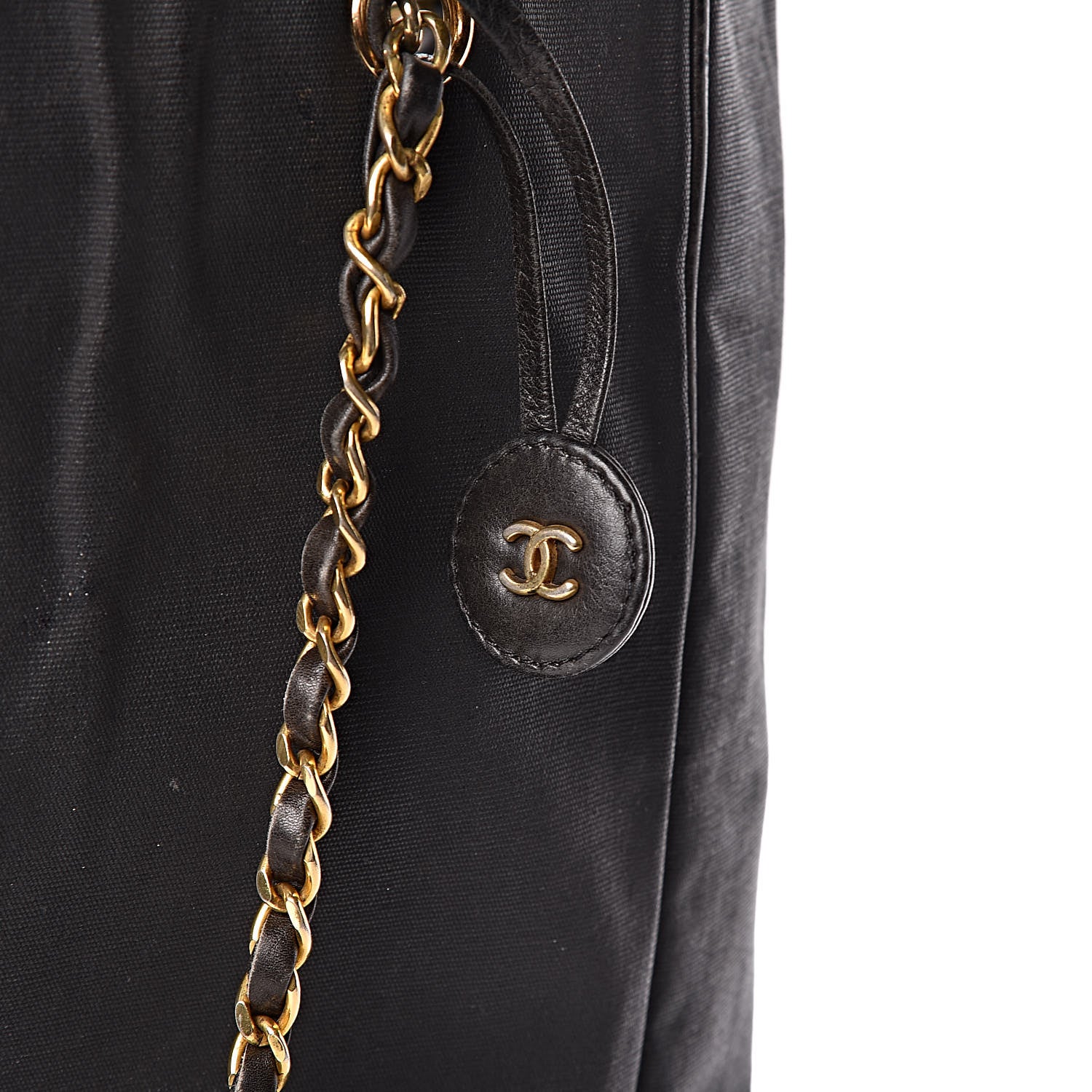 Chanel Canvas Calfskin Shopping Tote Black 10 of 18