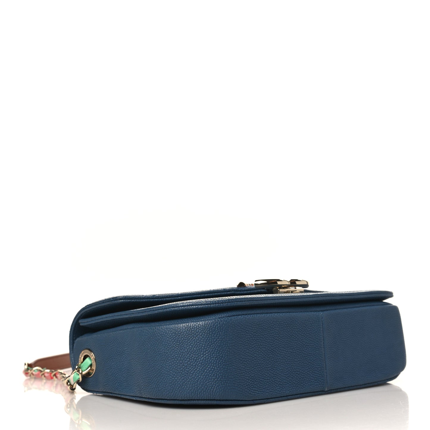 Grained Calfskin Quilted Medium Cuba Top Handle Flap Blue
