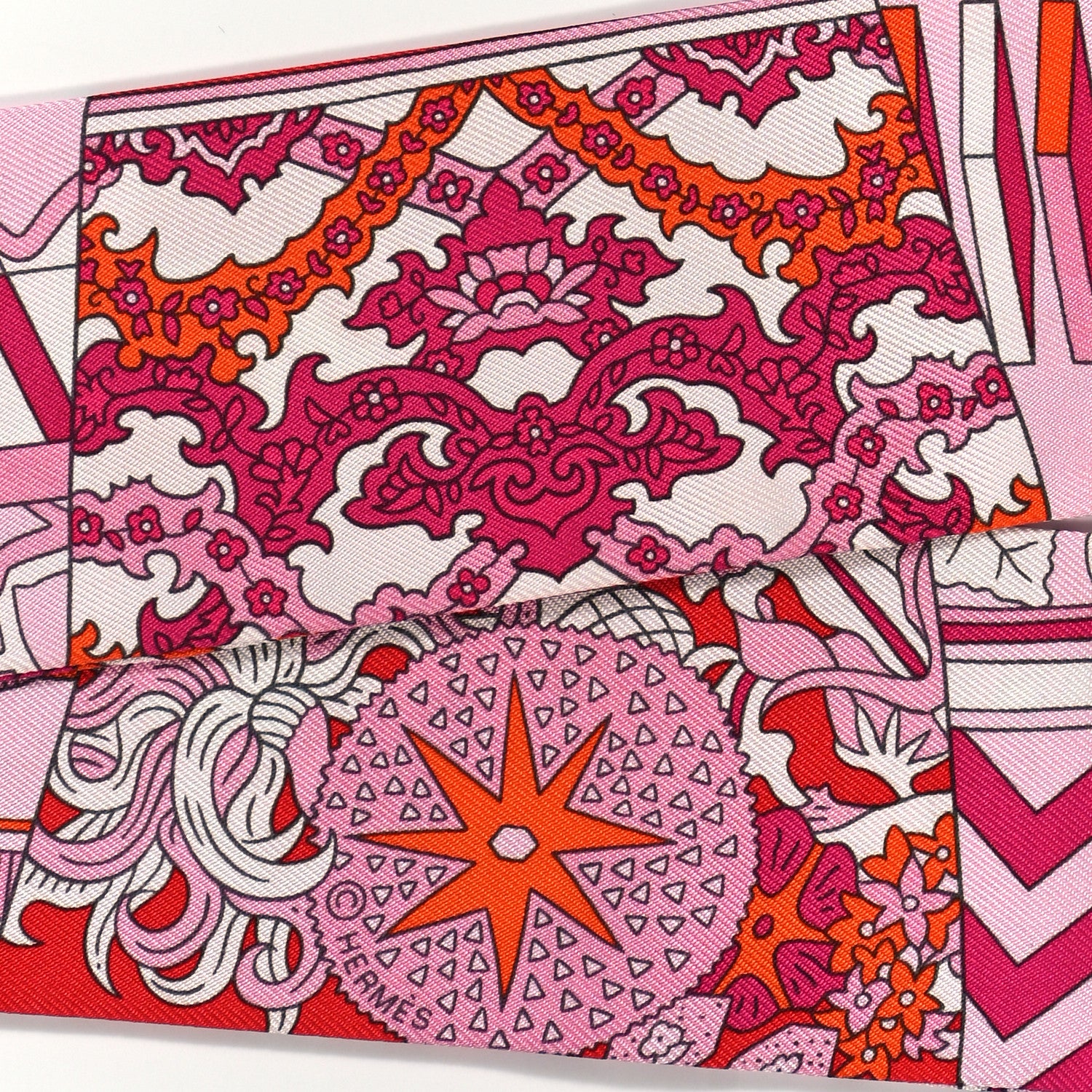 Hermes Silk De l'Ombrelle Aux Duels Twilly Fuchsia Rose Pale 4 of 4