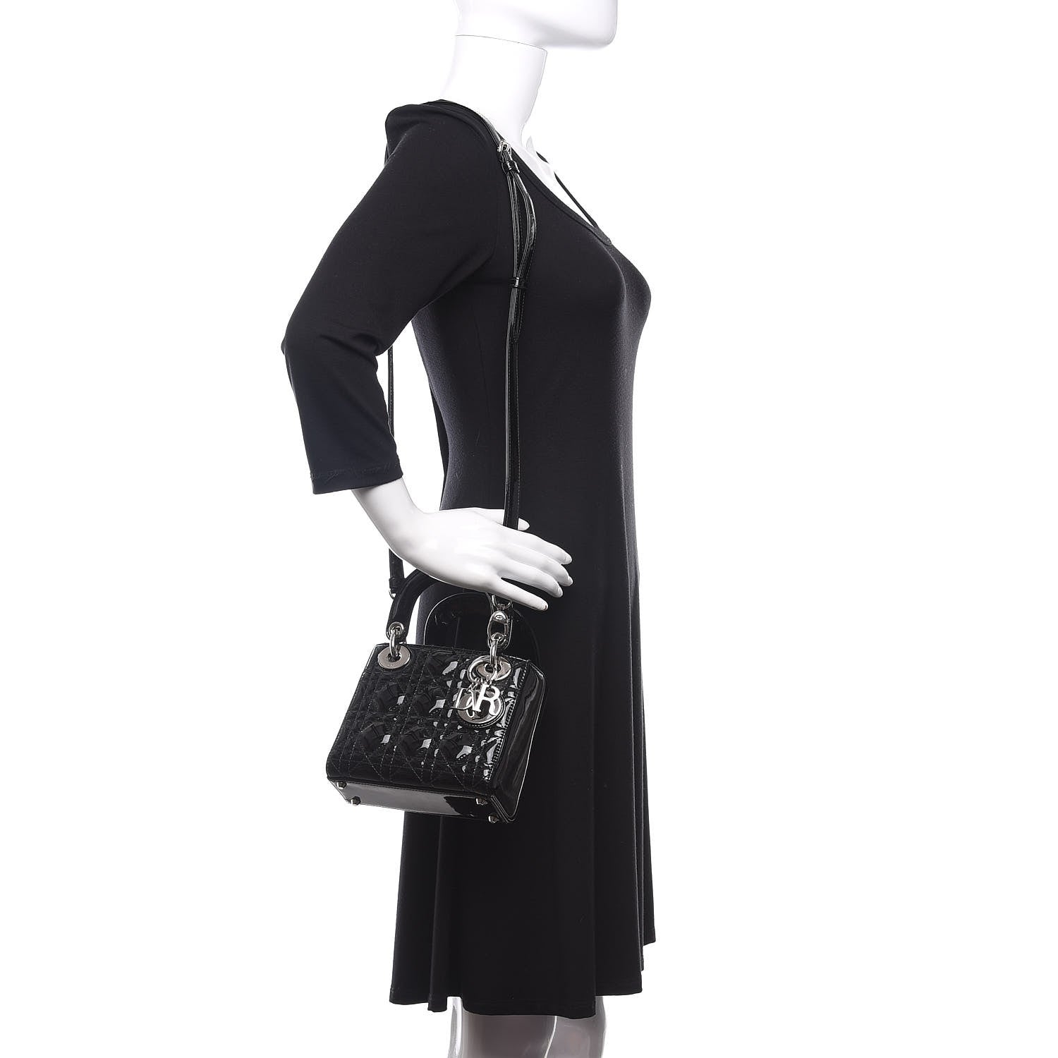 Christian Dior Patent Cannage Mini Lady Dior Black 2 of 9